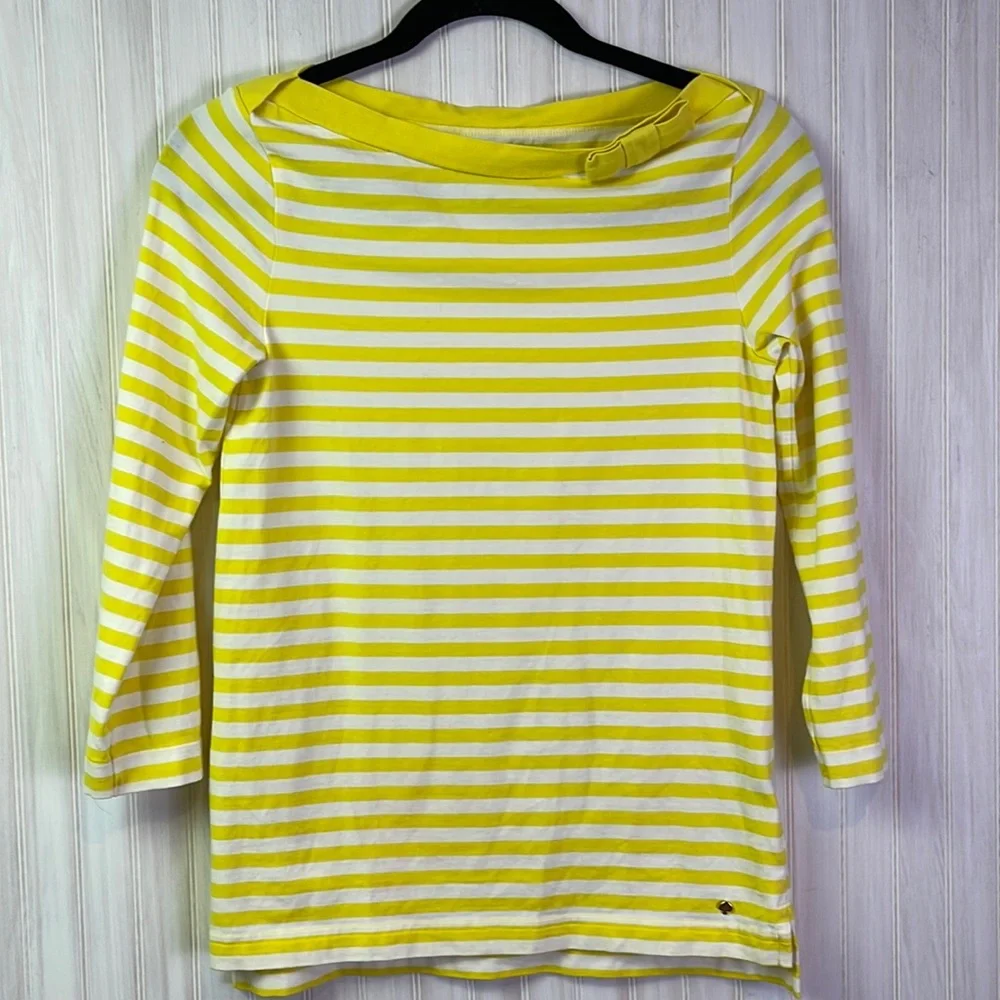 KATE SPADE BOATNECK BOW STRIPED TEE SMALL